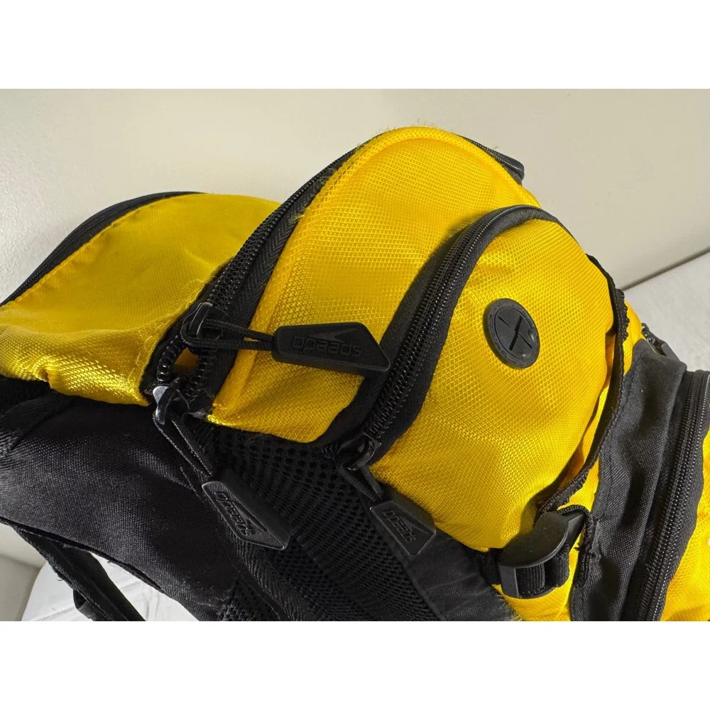 Speedo Team Stereo Swim Backpack Yellow Black Athletic Training Gear Bag